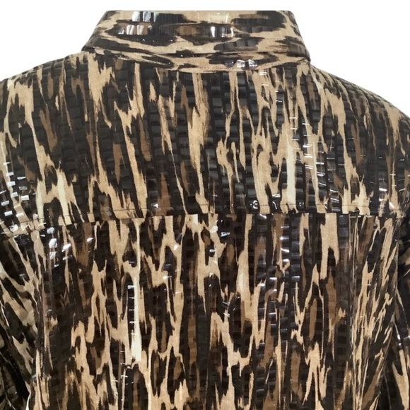 Stylish Brown Patterned Button Down Jacket NOTATIONS WOMENS XL LIGHTWEIGHT - Picture 3 of 5